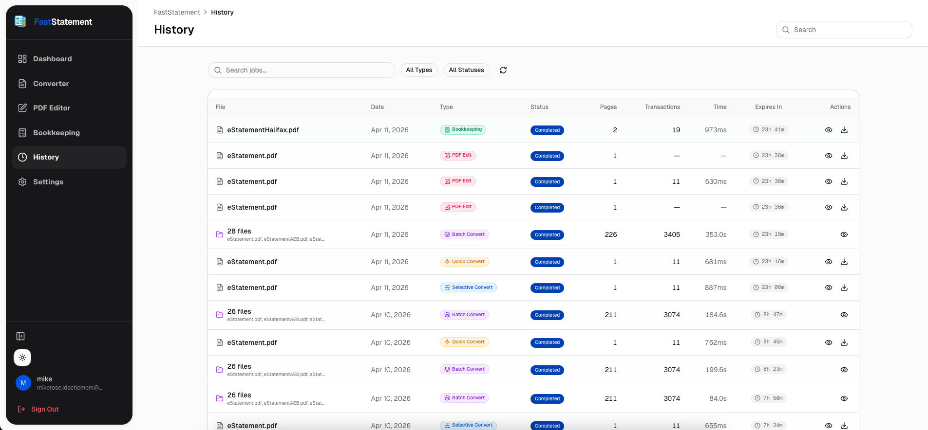 24-hour retention messaging in history