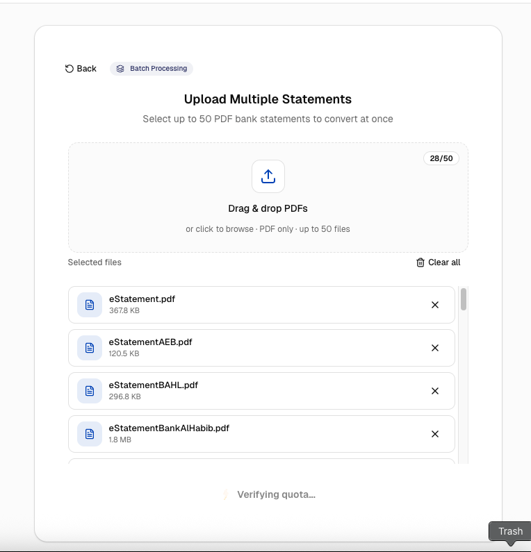 Quota check after analysis