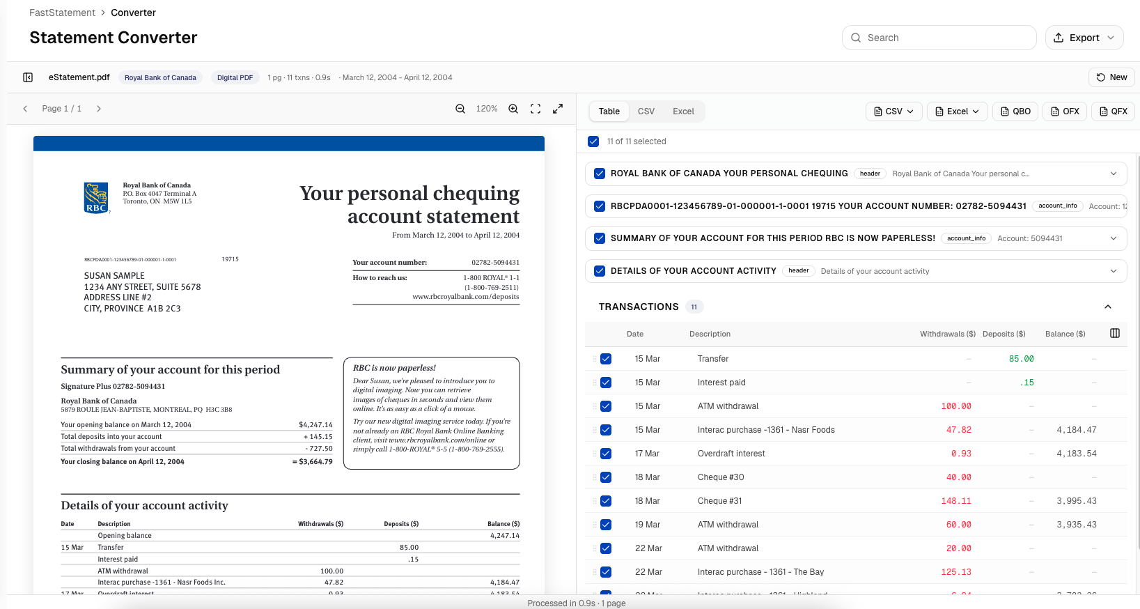 Selective conversion result