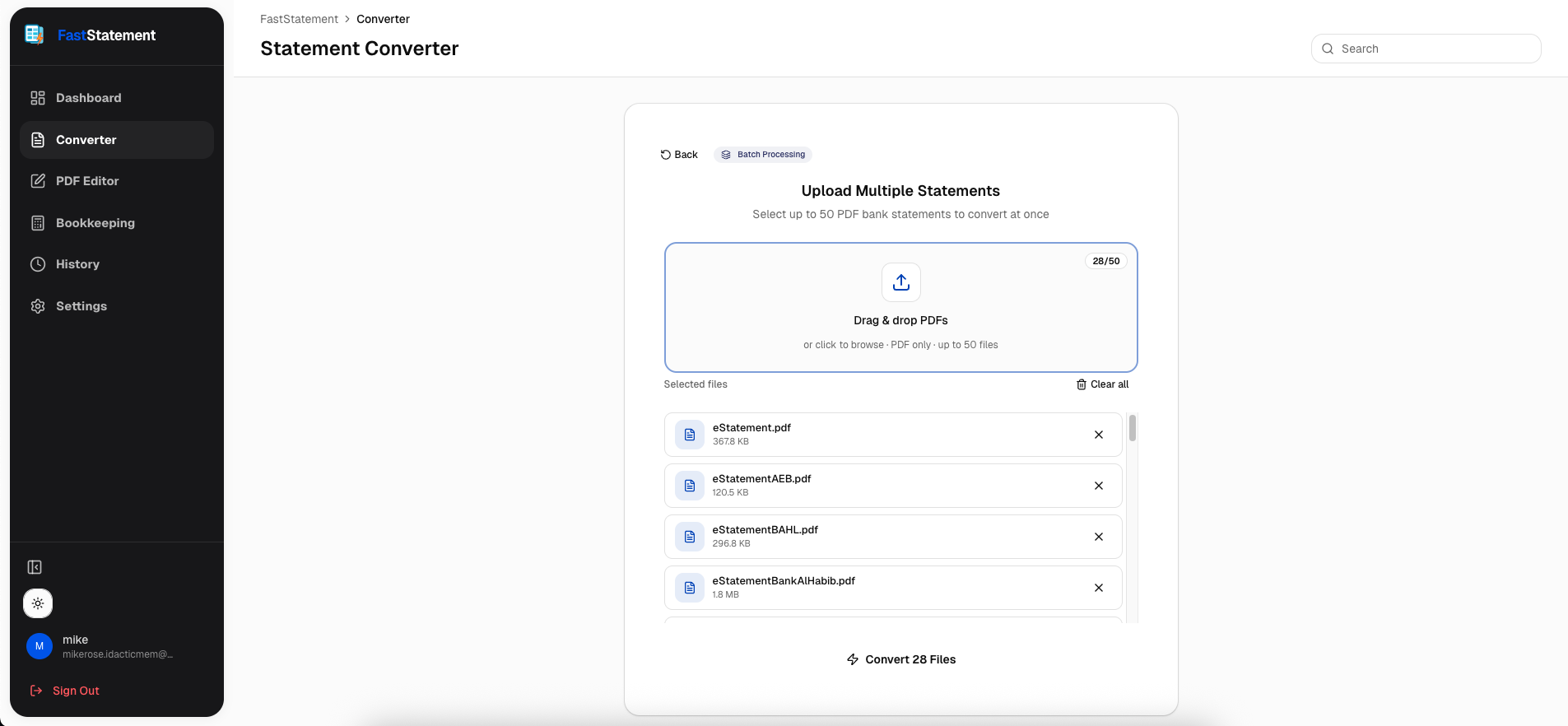 Select multiple documents