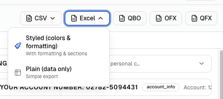 Stylized export options on free plan